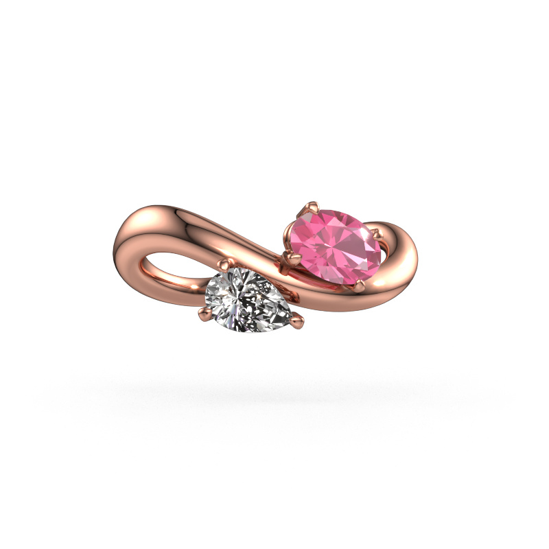 Image of Engagement ring Chloe OVL-PER 585 rose gold Pink sapphire 6.5x4.5 mm