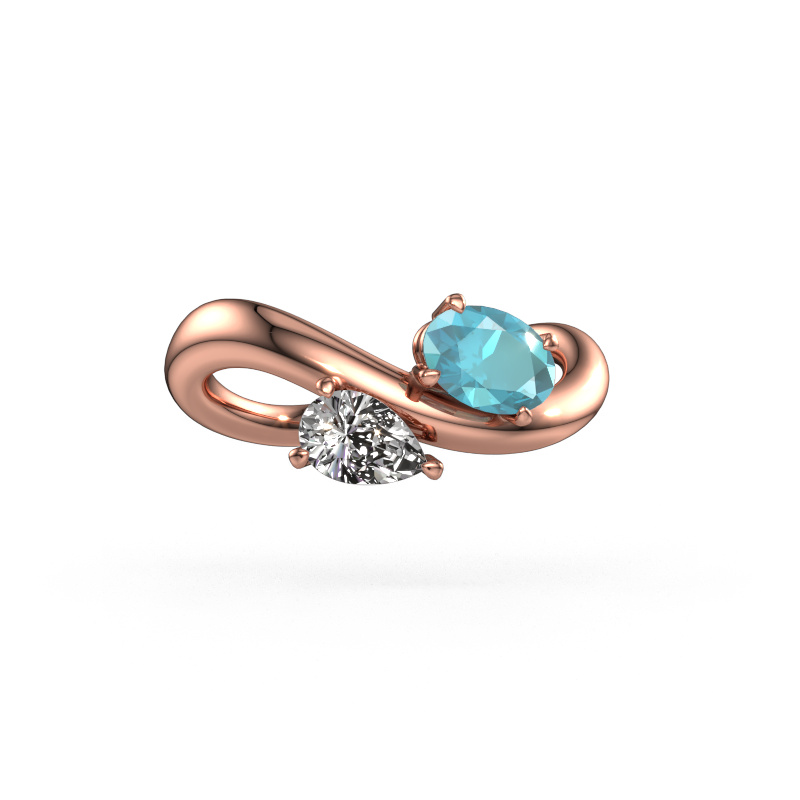 Bild von Verlobungsring Chloe OVL-PER 585 Roségold Blau Topas 6.5x4.5 mm