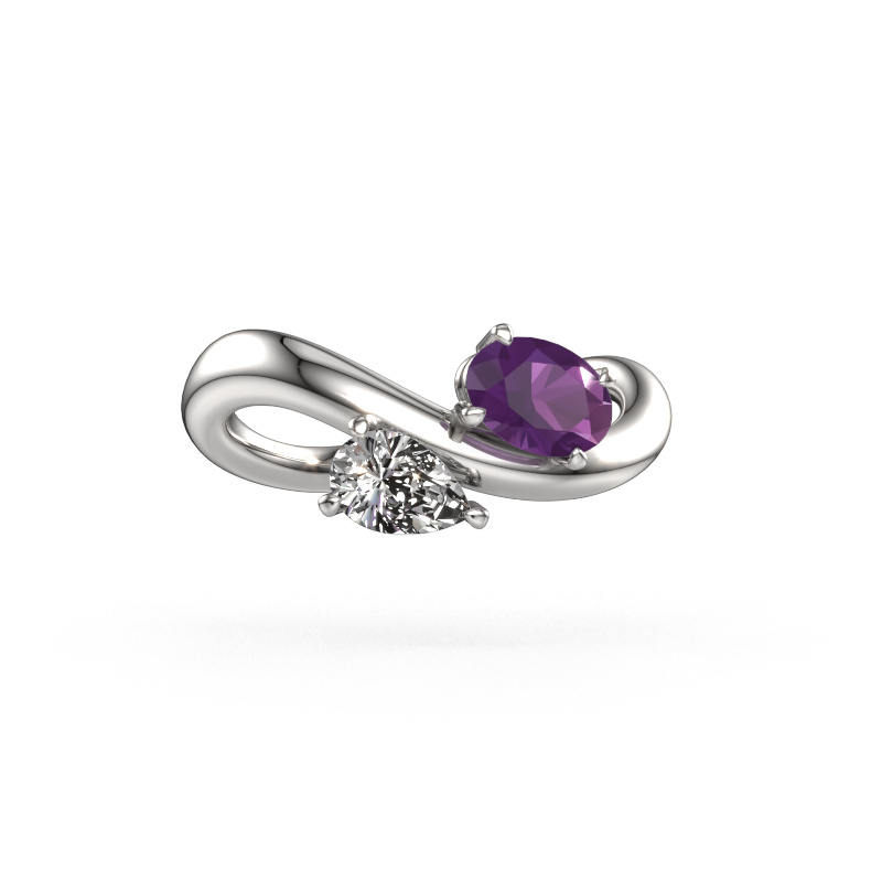 Bild von Verlobungsring Chloe OVL-PER 950 Platin Amethyst 6.5x4.5 mm