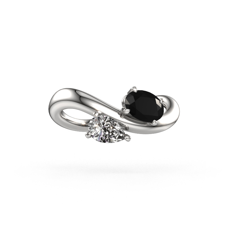 Image of Engagement ring Chloe OVL-PER 950 platinum Black diamond 1.23 crt