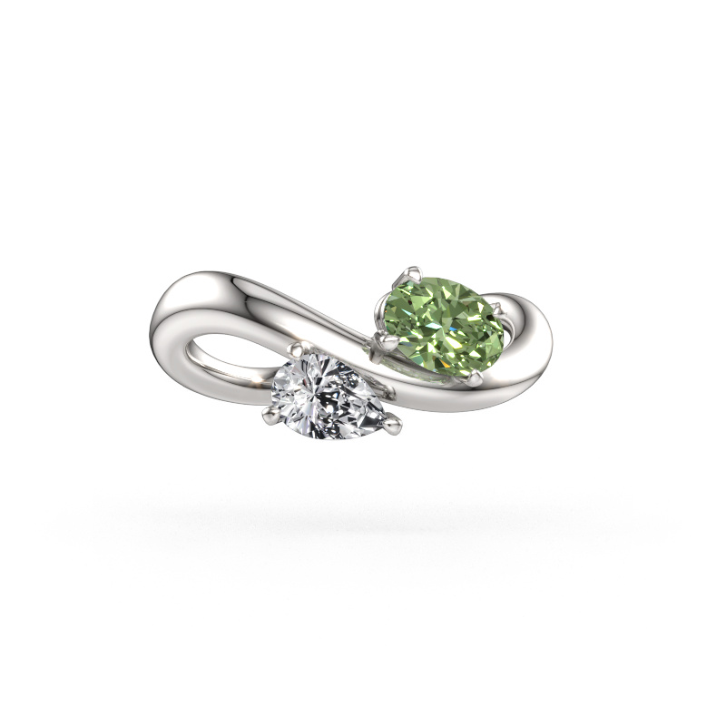 Bild av Förlovningsring Chloe OVL-PER 950 platina Grön labbodlad diamant 6.5x4.5 mm