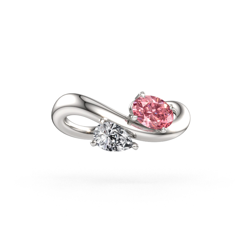 Immagine di Anello di fidanzamento Chloe OVL-PER 585 oro bianco Diamante lab grown rosa 6.5x4.5 mm