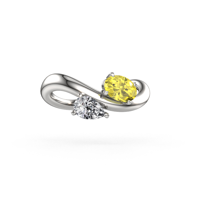 Image of Engagement ring Chloe OVL-PER 950 platinum Yellow lab grown diamond 6.5x4.5 mm