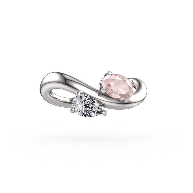 Image of Engagement ring Chloe OVL-PER 585 white gold Morganite champagne 6.5x4.5 mm