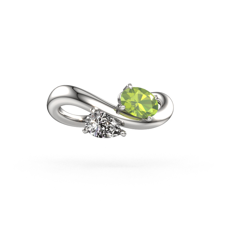 Image of Engagement ring Chloe OVL-PER 585 white gold Peridot 6.5x4.5 mm