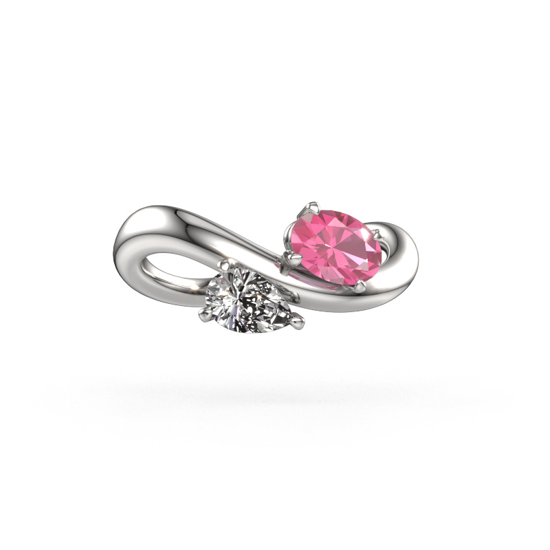 Image of Engagement ring Chloe OVL-PER 585 white gold Pink sapphire 6.5x4.5 mm