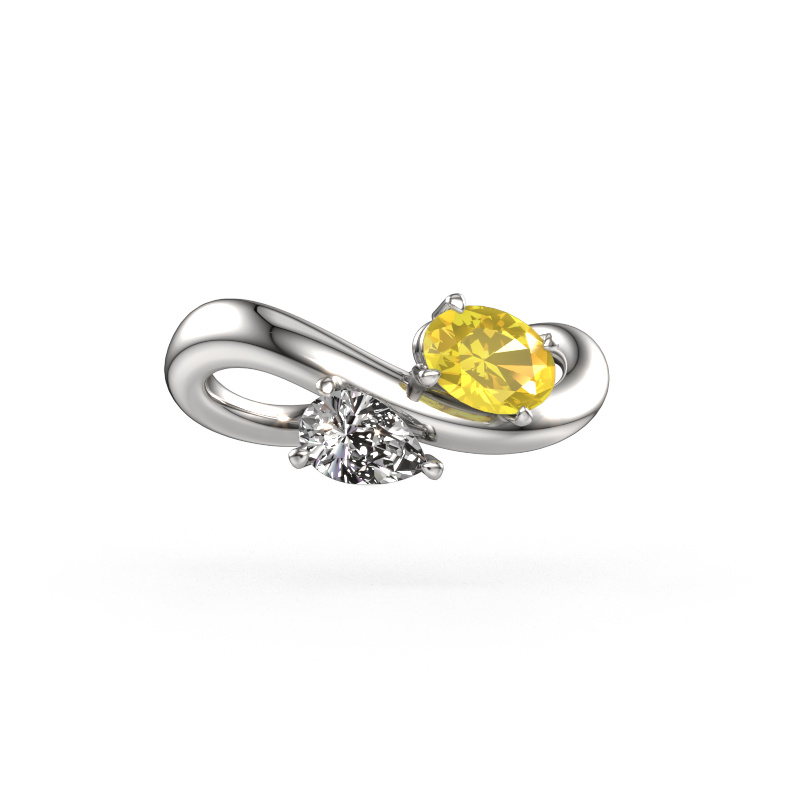 Image of Engagement ring Chloe OVL-PER 950 platinum Yellow sapphire 6.5x4.5 mm