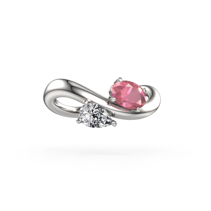 Image of Engagement ring Chloe OVL-PER 585 white gold Tourmaline pink 6.5x4.5 mm