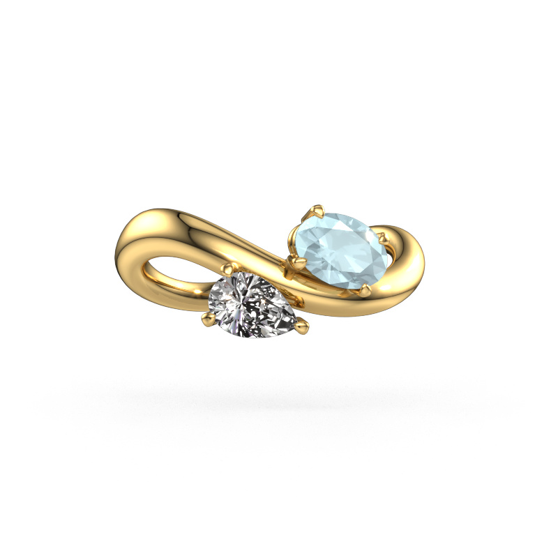 Image of Engagement ring Chloe OVL-PER 585 gold Aquamarine 6.5x4.5 mm