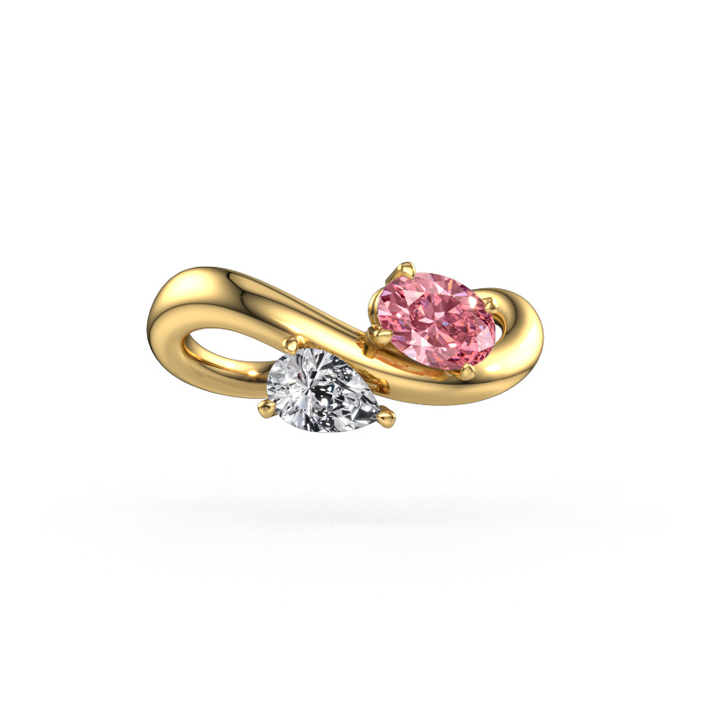Image of Engagement ring Chloe OVL-PER 585 gold Pink lab grown diamond 6.5x4.5 mm