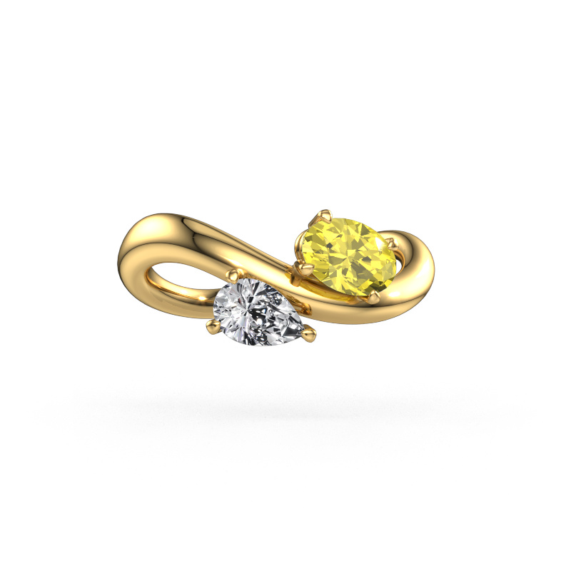 Image of Engagement ring Chloe OVL-PER 585 gold Yellow lab grown diamond 6.5x4.5 mm