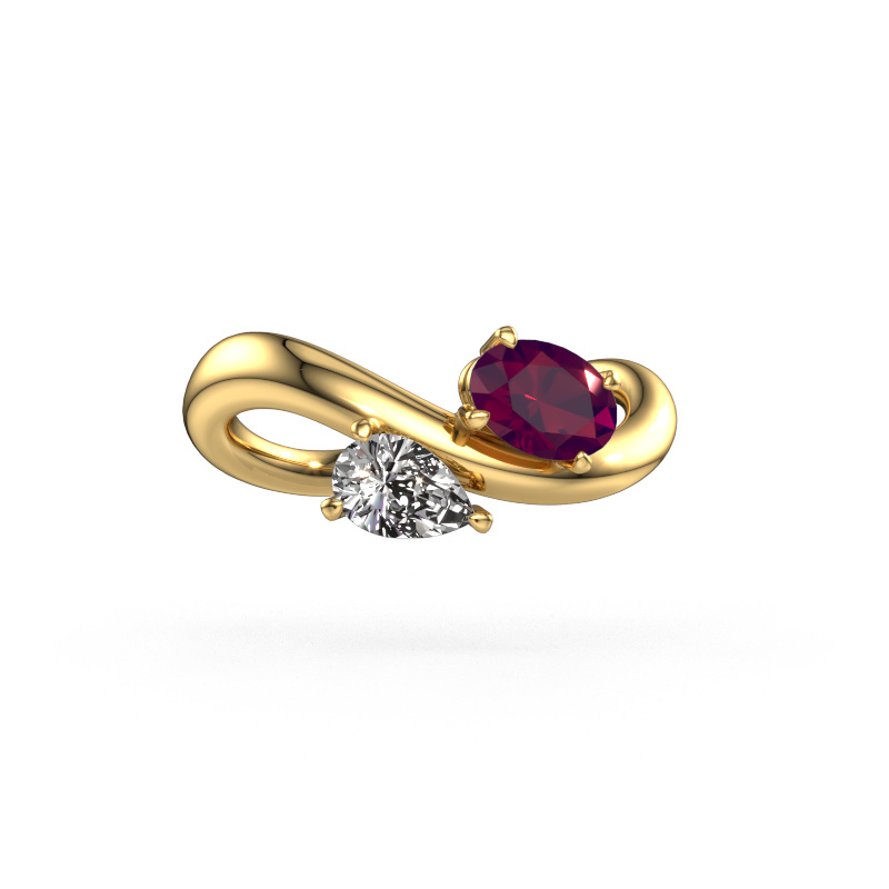 Image of Engagement ring Chloe OVL-PER 585 gold Rhodolite 6.5x4.5 mm
