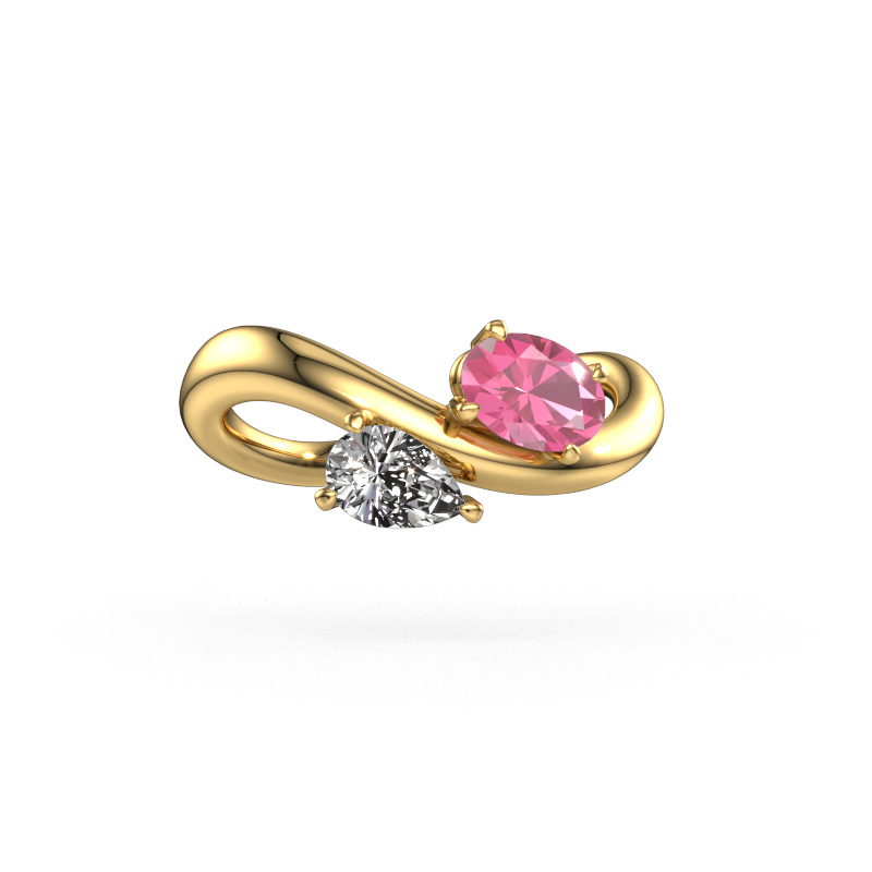 Image de Bague de fiançailles Chloe OVL-PER 585 or jaune Saphir rose 6.5x4.5 mm