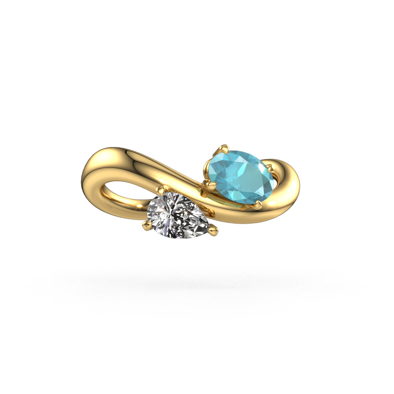 Bild von Verlobungsring Chloe OVL-PER 585 Gold Blau Topas 6.5x4.5 mm