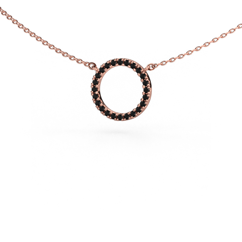 Image of Pendant Circle 585 rose gold Black diamond 0.216 crt