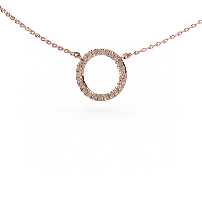 Image of Pendant Circle 585 rose gold Brown diamond 0.18 crt