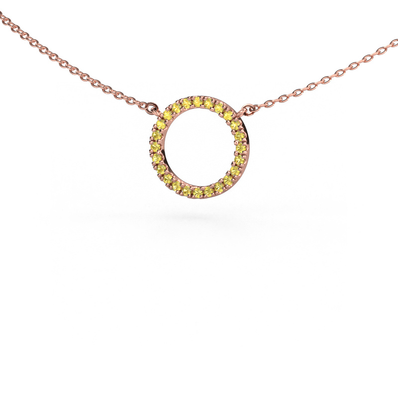 Image of Pendant Circle 585 rose gold Yellow sapphire 1.2 mm