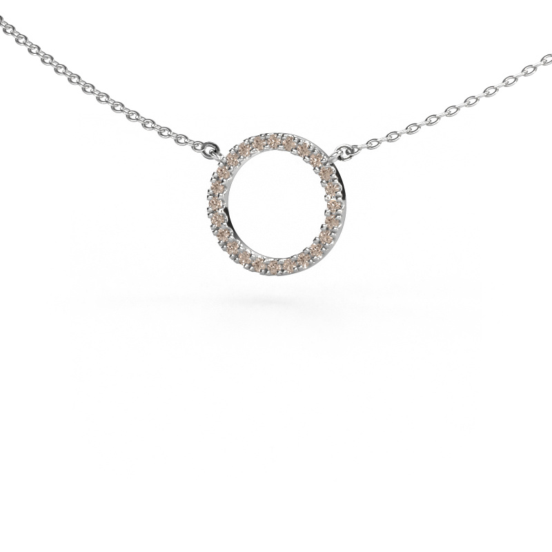 Image of Pendant Circle 585 white gold Brown diamond 0.18 crt