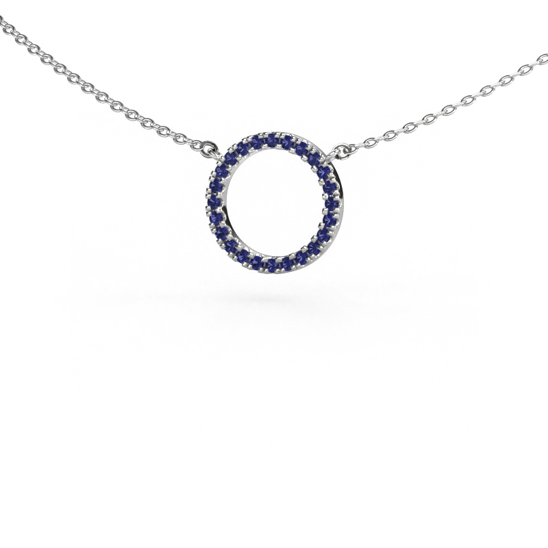 Image of Pendant Circle 585 white gold Sapphire 1.2 mm