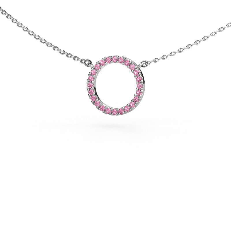 Image of Pendant Circle 585 white gold Pink sapphire 1.2 mm