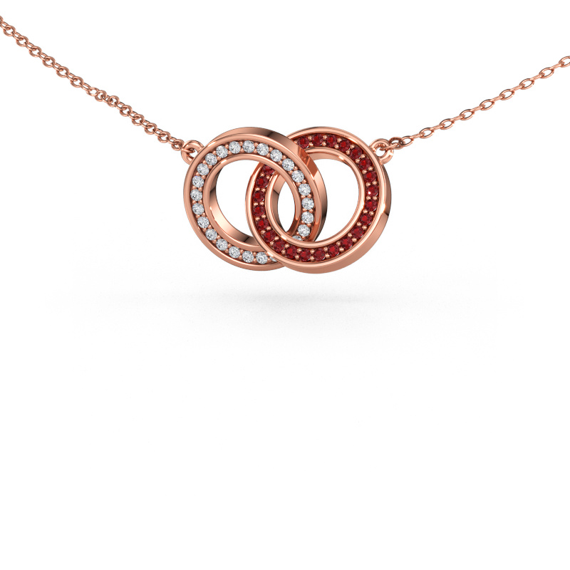 Bild av Halsband Circles 2 585 roséguld Rubin 1 mm