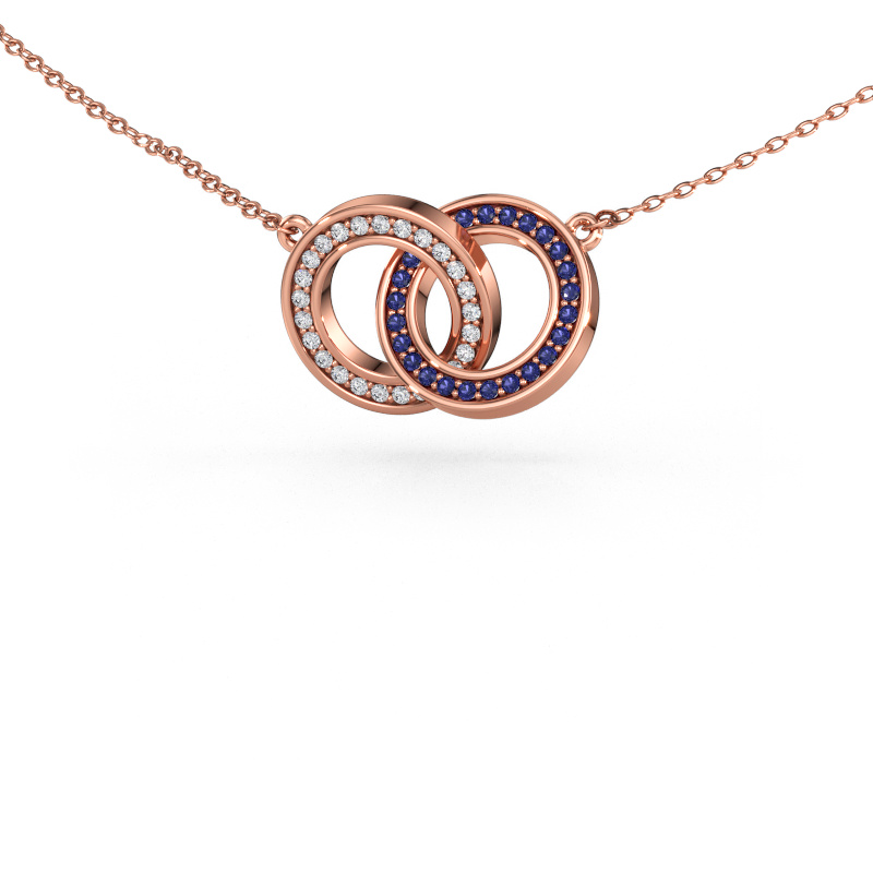 Immagine di Collana Circles 2 585 oro rosa Zaffiro 1 mm
