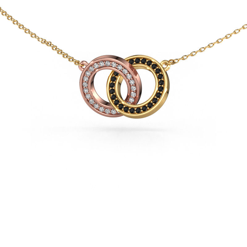 Bild von Halskette Circles 2 585 Roségold Schwarz Diamant 0.275 crt