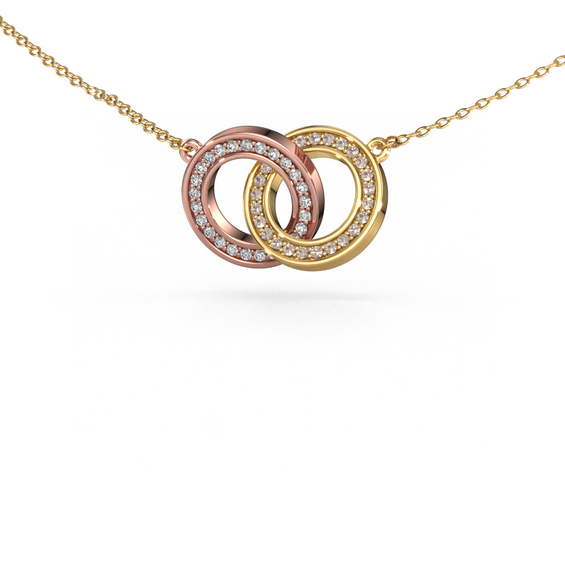 Bild von Halskette Circles 2 585 Roségold Braun Diamant 0.25 crt