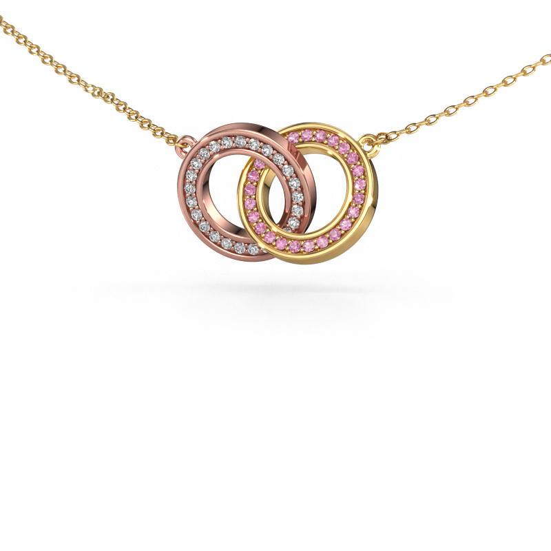 Bild von Halskette Circles 2 585 Roségold Pink Saphir 1 mm