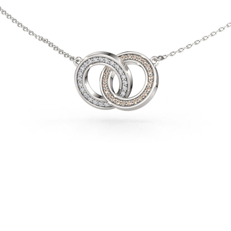 Bild av Halsband Circles 2 585 vitt guld Brun diamant 0.25 crt