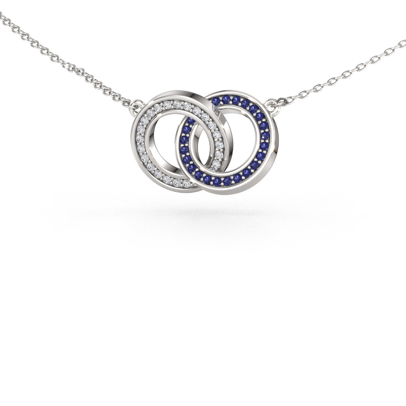 Immagine di Collana Circles 2 585 oro bianco Zaffiro 1 mm
