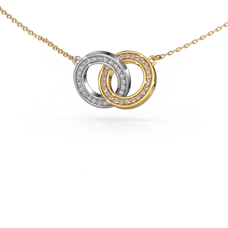 Image of Necklace Circles 2 585 white gold Brown diamond 0.25 crt