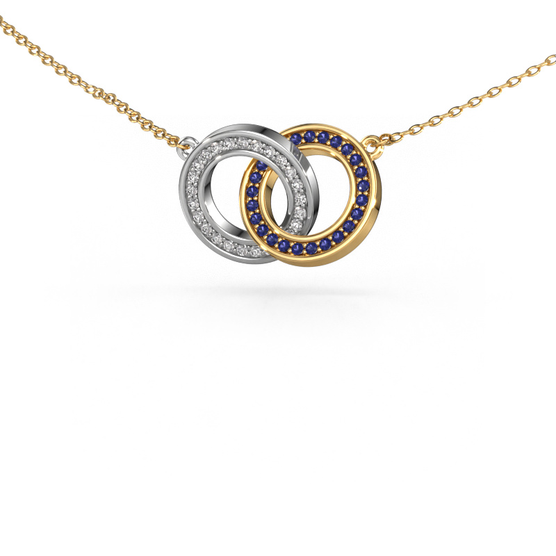 Image of Necklace Circles 2 585 white gold Sapphire 1 mm