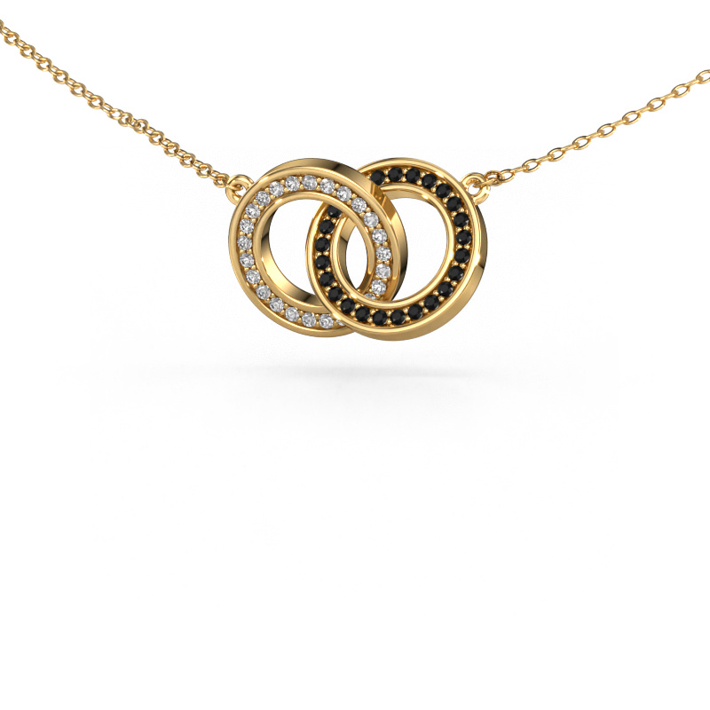 Image of Necklace Circles 2 585 gold Black diamond 0.275 crt