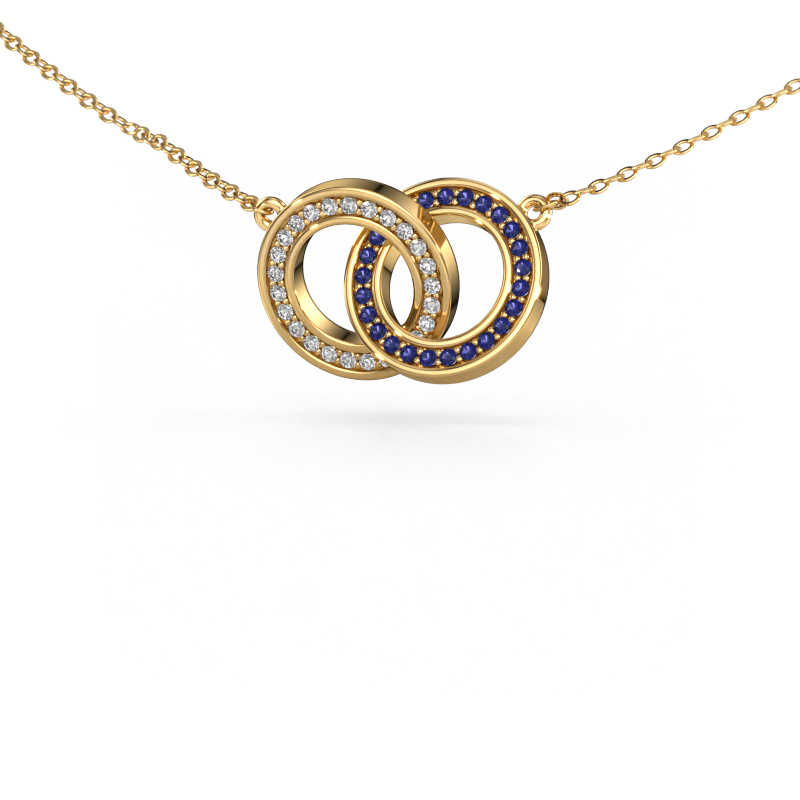 Image of Necklace Circles 2 585 gold Sapphire 1 mm
