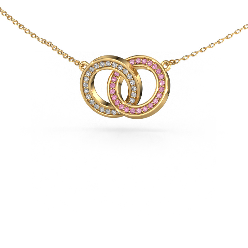 Bild von Halskette Circles 2 585 Gold Pink Saphir 1 mm