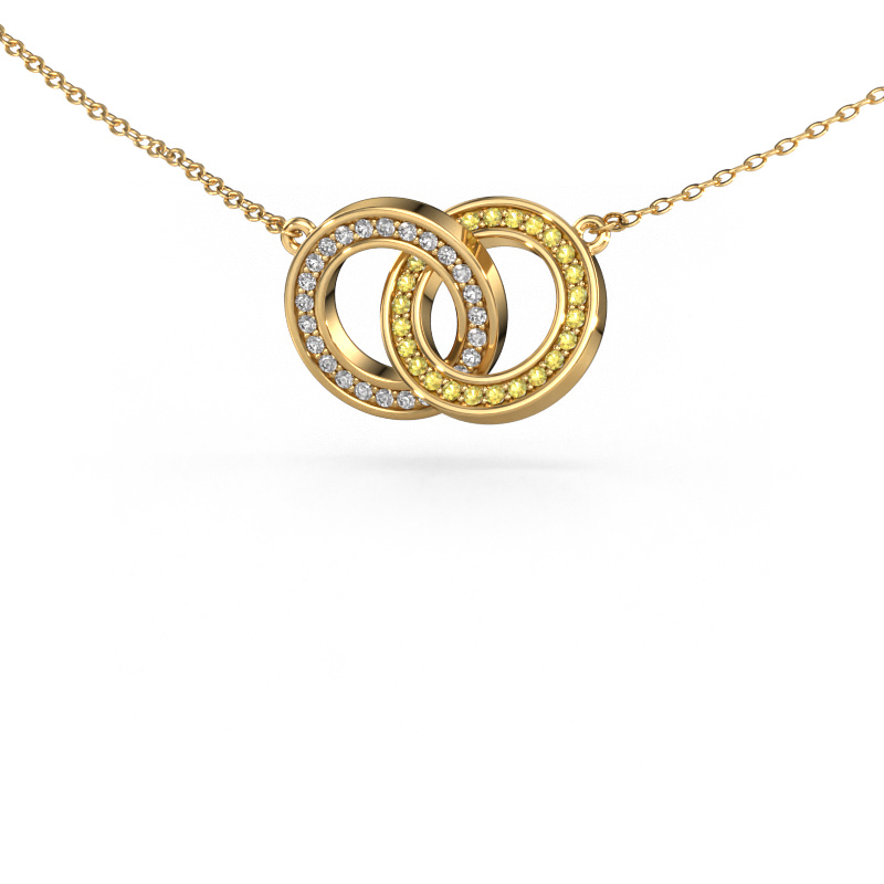 Image of Necklace Circles 2 585 gold Yellow sapphire 1 mm