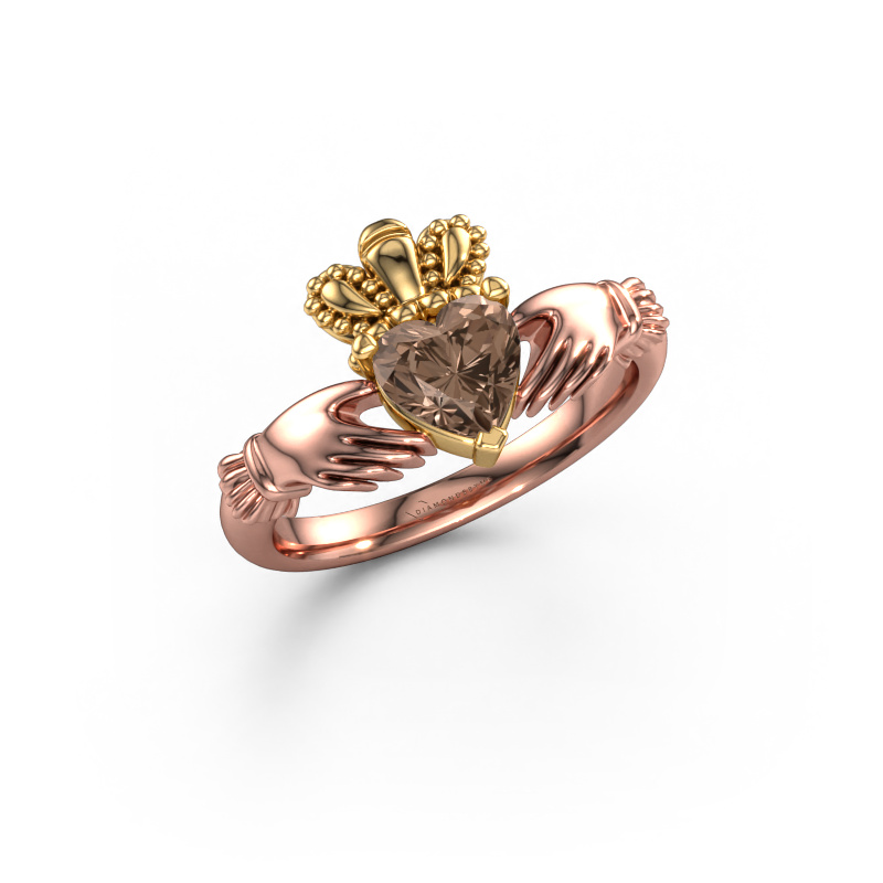 Image of Ring Claddagh 2 585 rose gold Brown diamond 0.80 crt