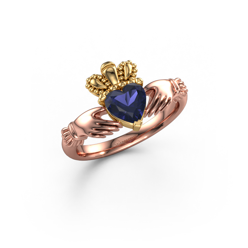 Image of Ring Claddagh 2 585 rose gold Sapphire 6 mm