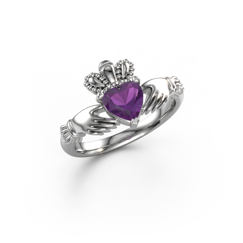 Image of Ring Claddagh 2 950 platinum Amethyst 6 mm