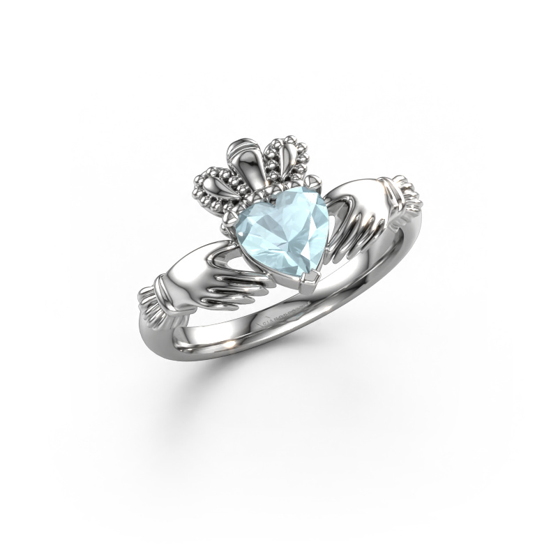 Image of Ring Claddagh 2 950 platinum Aquamarine 6 mm