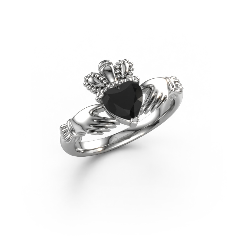 Image of Ring Claddagh 2 950 platinum Black diamond 1.05 crt
