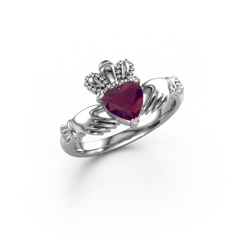 Image of Ring Claddagh 2 950 platinum Rhodolite 6 mm