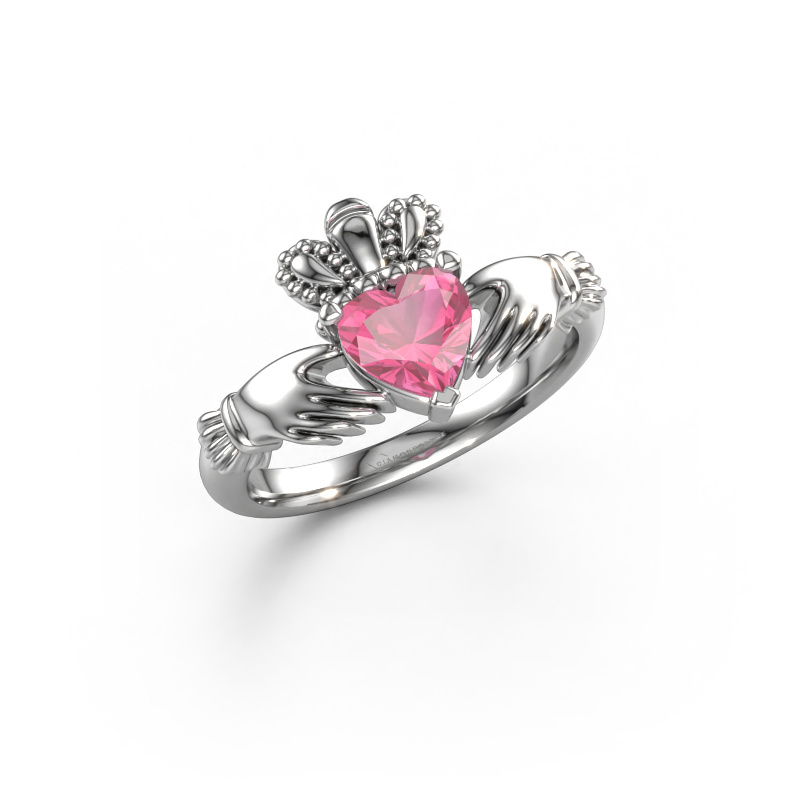 Image of Ring Claddagh 2 950 platinum Pink sapphire 6 mm