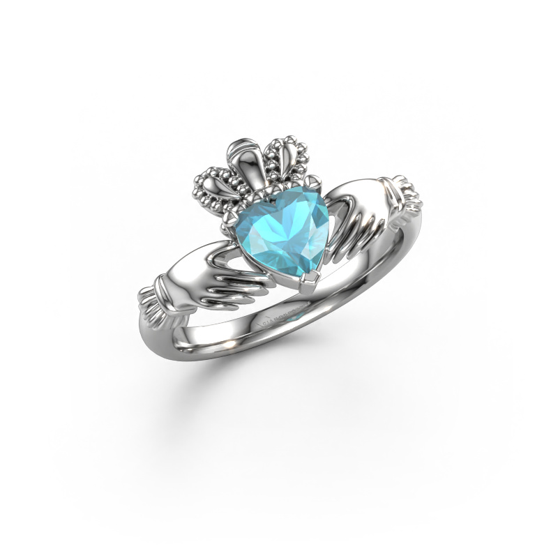 Image of Ring Claddagh 2 950 platinum Blue topaz 6 mm