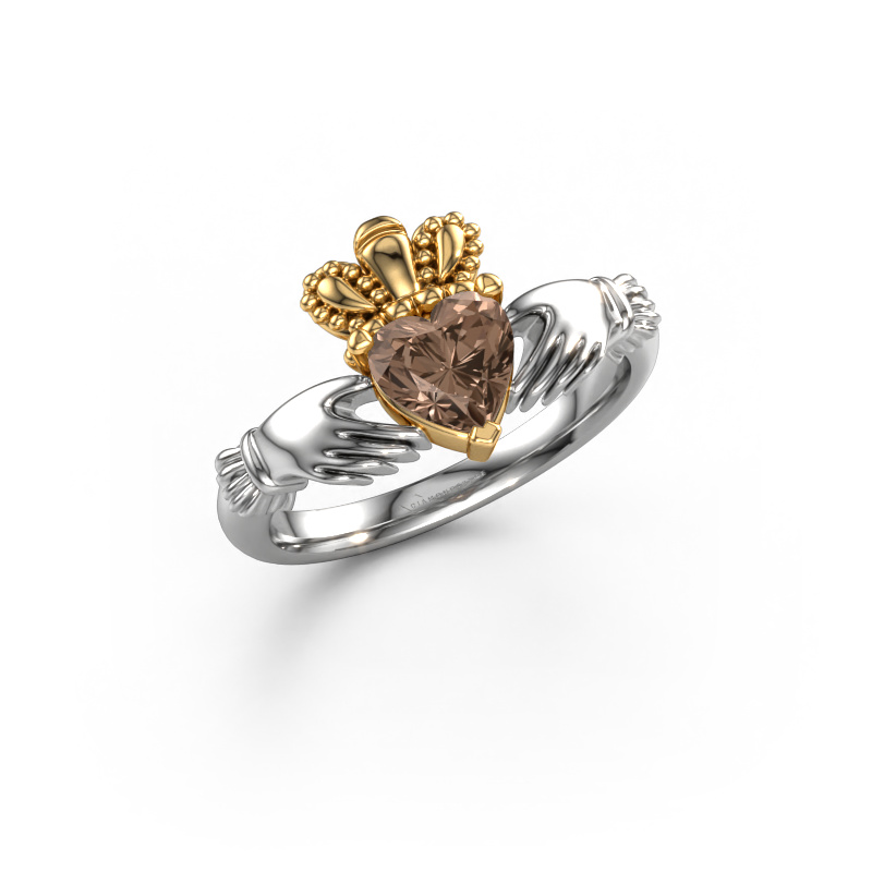 Bild von Ring Claddagh 2 585 Weißgold Braun Diamant 0.80 crt