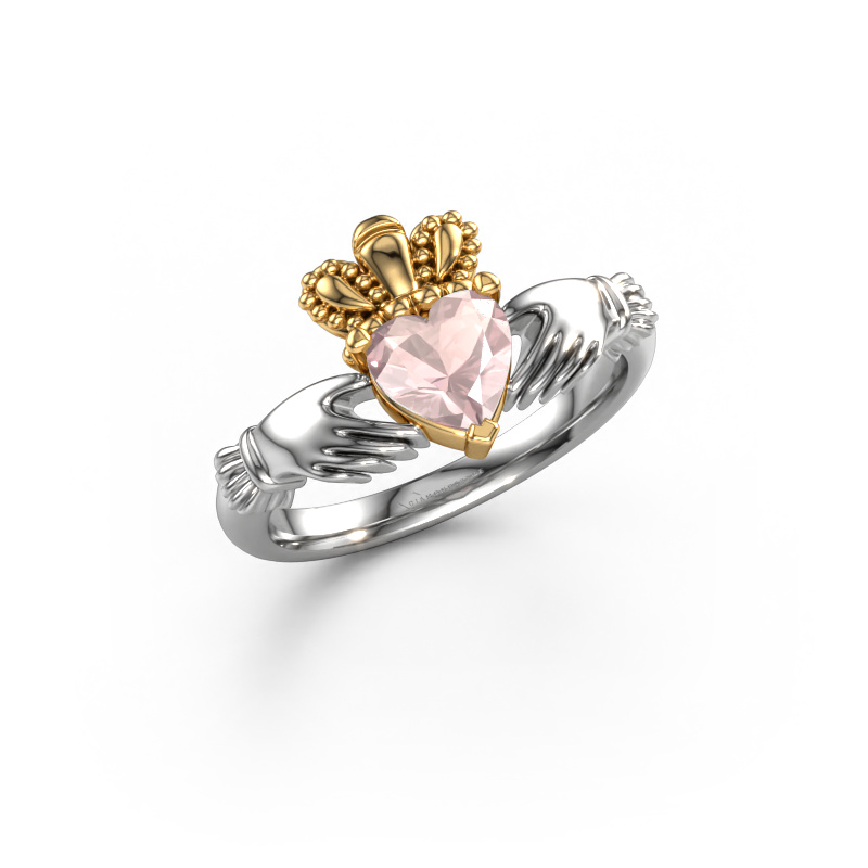 Image of Ring Claddagh 2 585 white gold Morganite champagne 6 mm