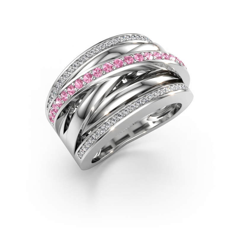 Immagine di Anello Clair 2 585 oro bianco Zaffiro rosa 1.5 mm