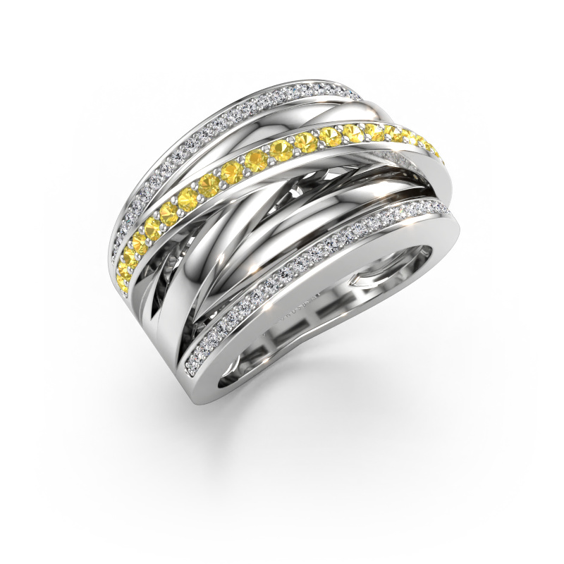 Immagine di Anello Clair 2 585 oro bianco Zaffiro giallo 1.5 mm