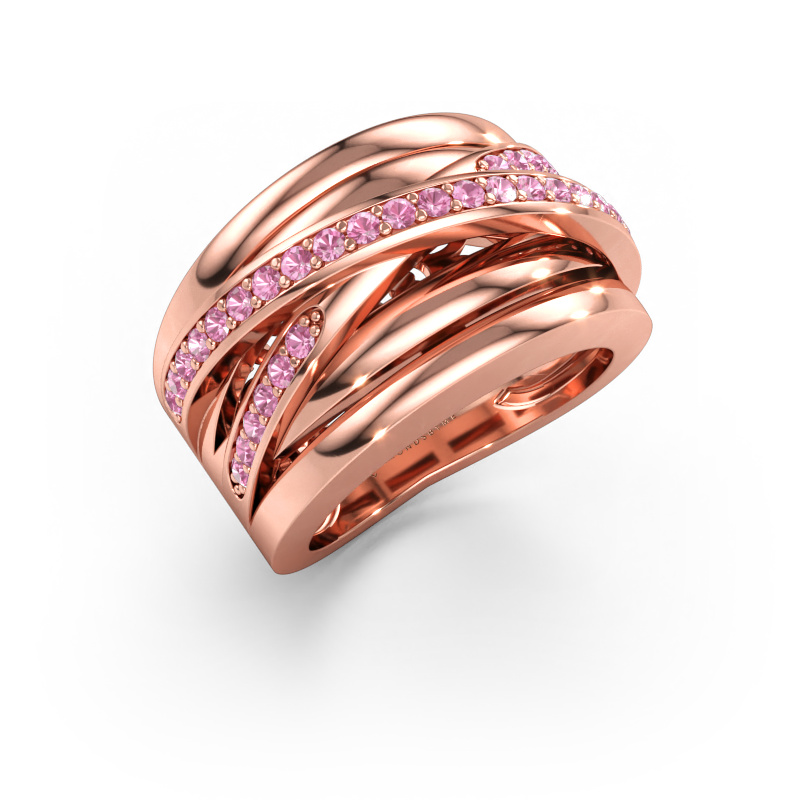 Immagine di Anello Clair 3 585 oro rosa Zaffiro rosa 1.5 mm